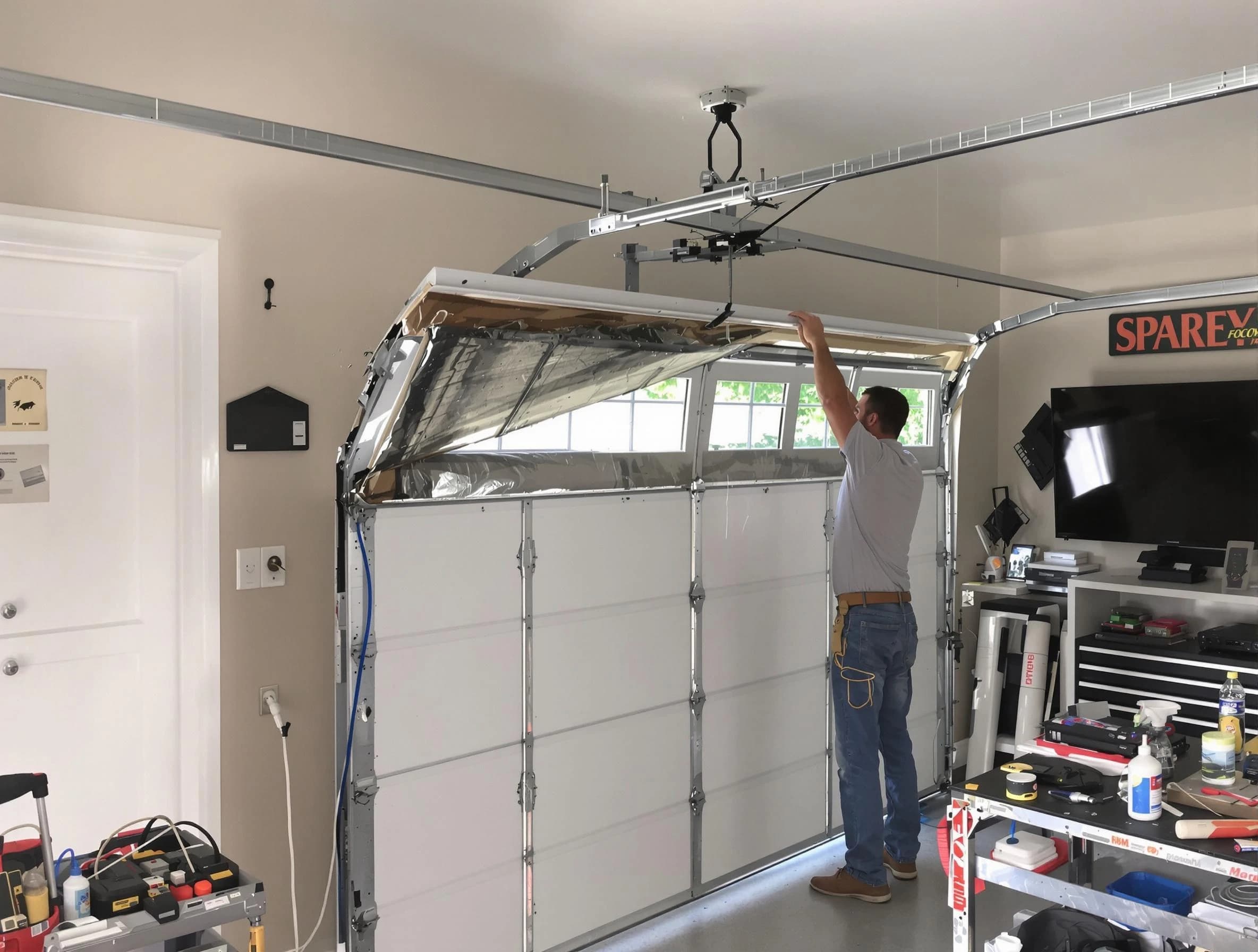 Garage door section replacement by Cullman Garage Door Repair in Cullman