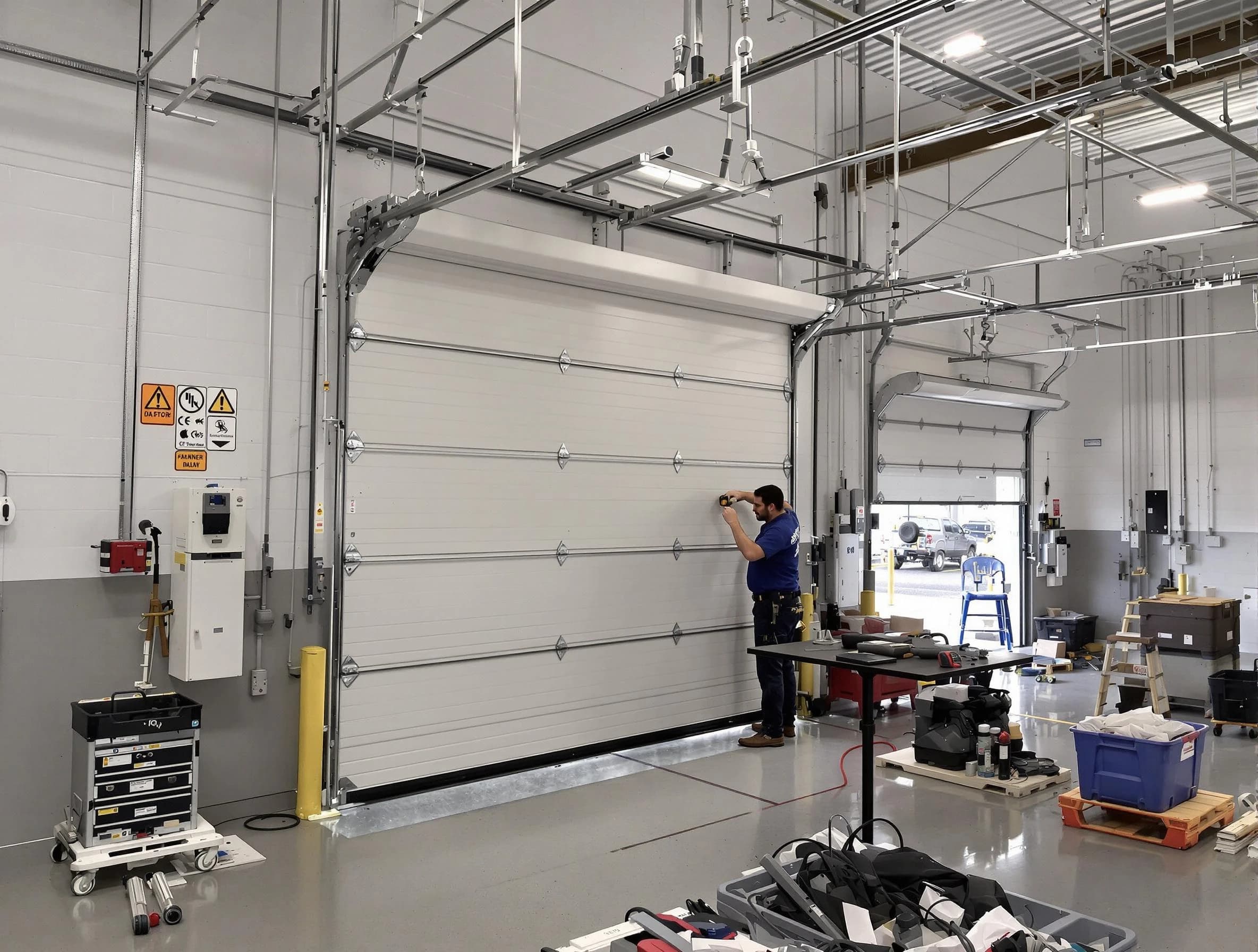 Commercial garage door repair being performed by Cullman Garage Door Repair expert in Cullman
