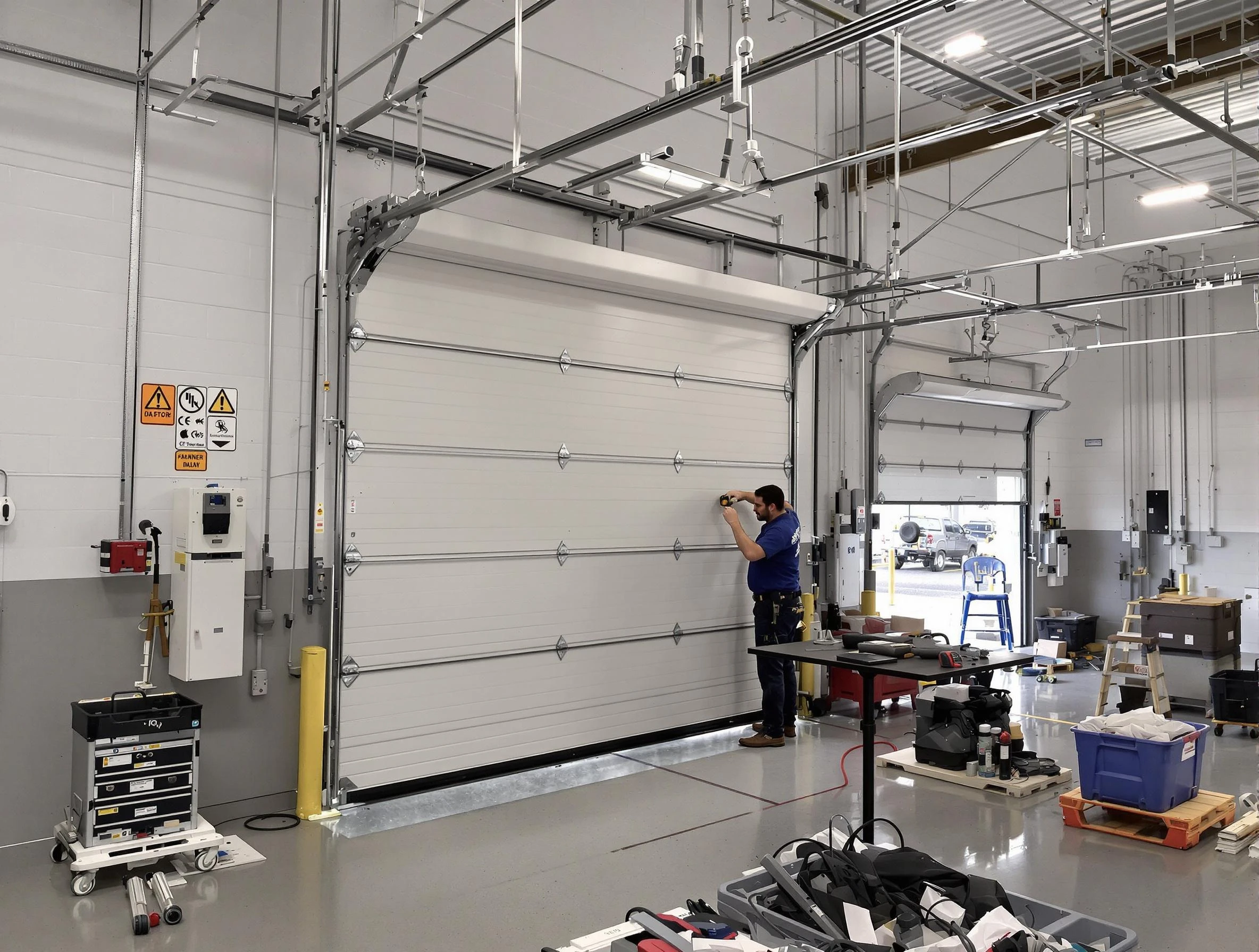 Commercial garage door repair being performed by Cullman Garage Door Repair expert in Cullman