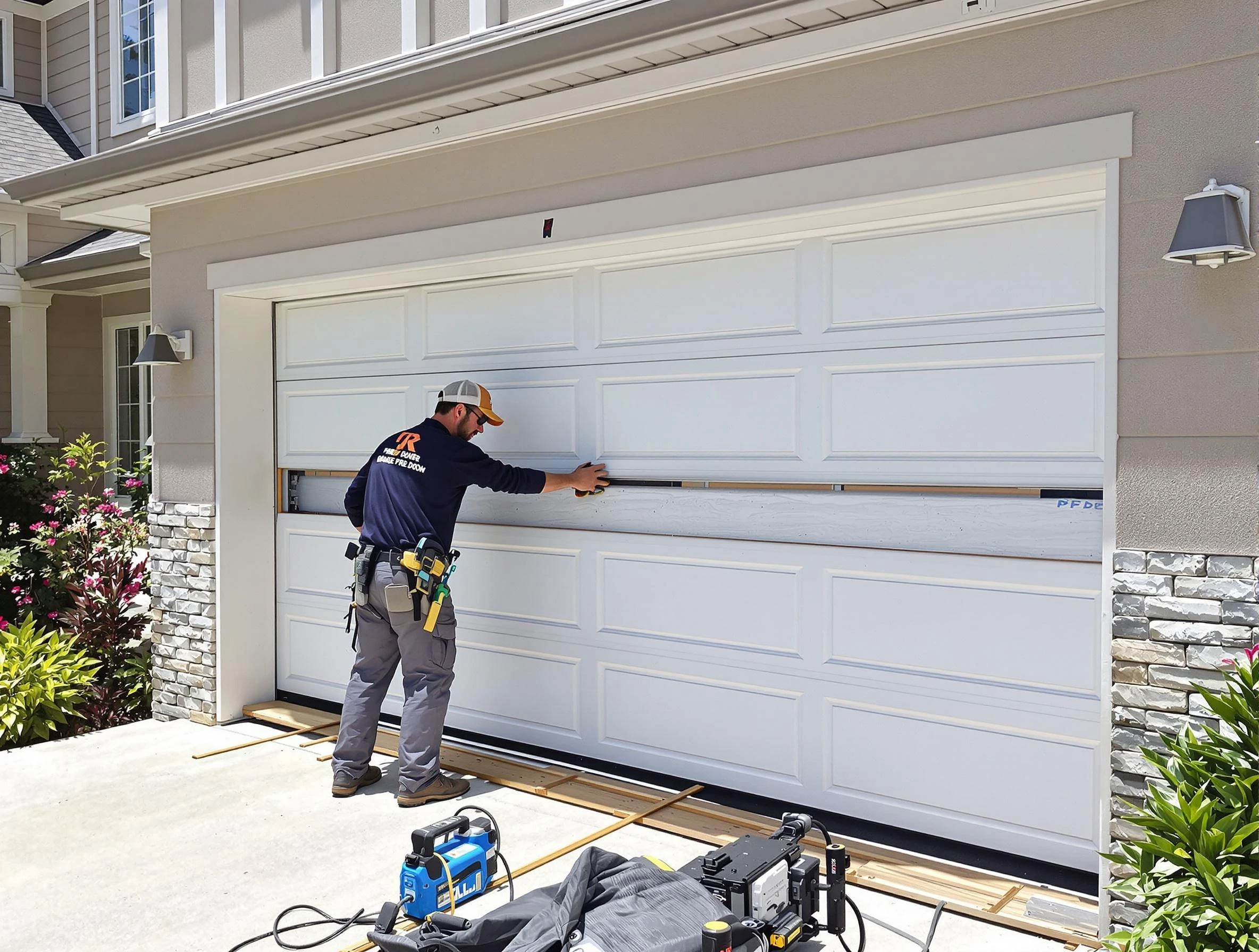 Cullman Garage Door Repair team performing complete garage door replacement at Cullman residence