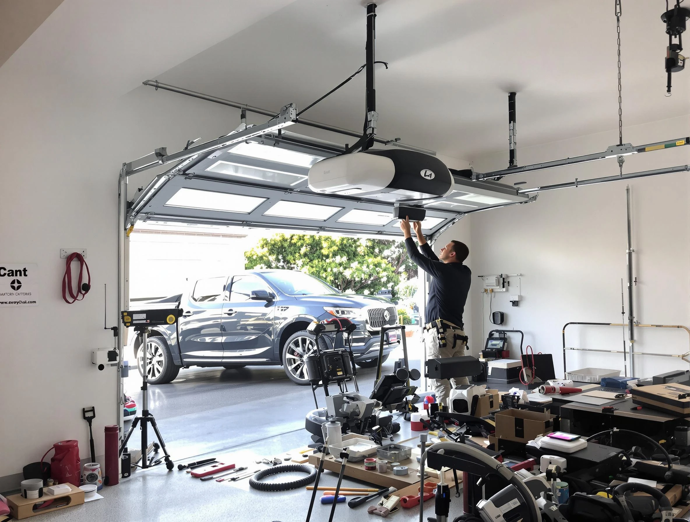 Cullman Garage Door Repair specialist installing smart garage door opener system in Cullman home
