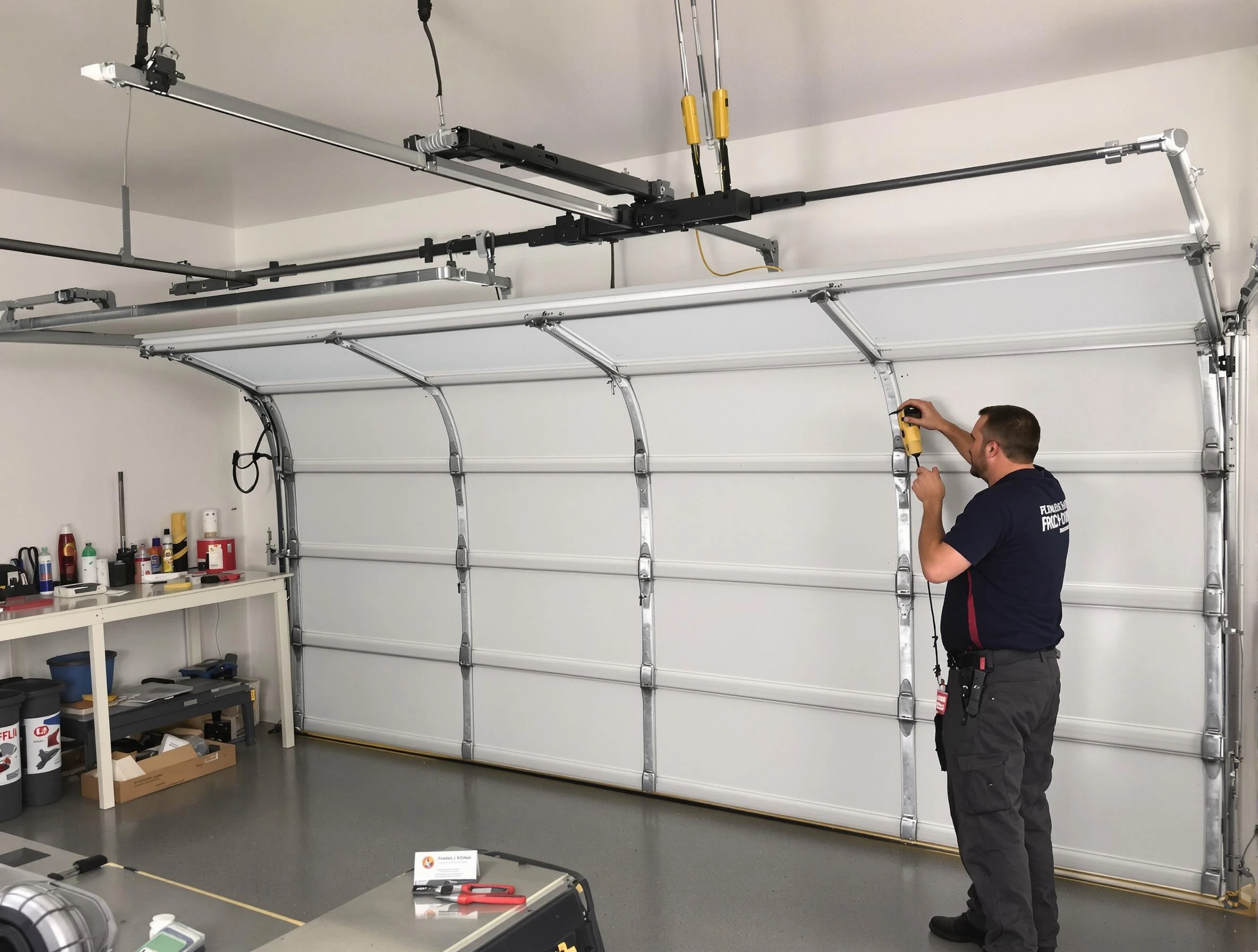 Cullman Garage Door Repair certified technician performing overhead door system repair in Cullman